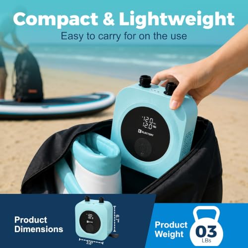 Electric Paddle Board Pump 50 PSI Rechargeable SUP Inflator with Digital Gauge