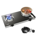 Xunda 2 Burner Portable Propane Gas Stove 28,000 BTU Camping Cooktop with Tempered Glass
