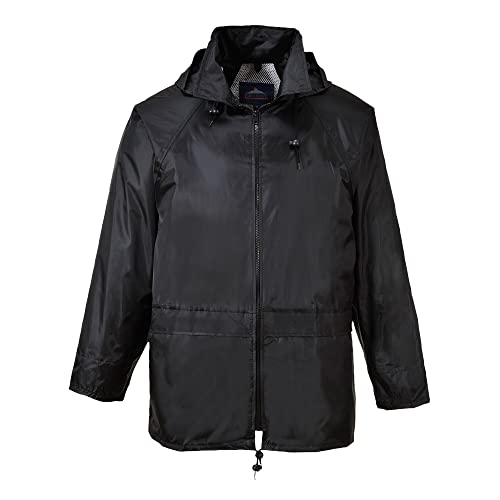 Portwest US440 Classic Waterproof Packable Rain Jacket - Large Black