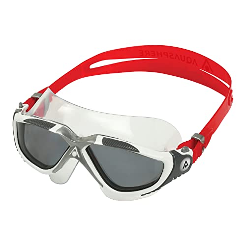 Swim Goggles Adult Unisex Vista Smoke Lens White/Red Frame Anti-Fog & Scratch-Resistant