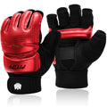 FitsT4 Sports MMA Boxing Gloves Half Mitts for Women Men Kids Red X-Small