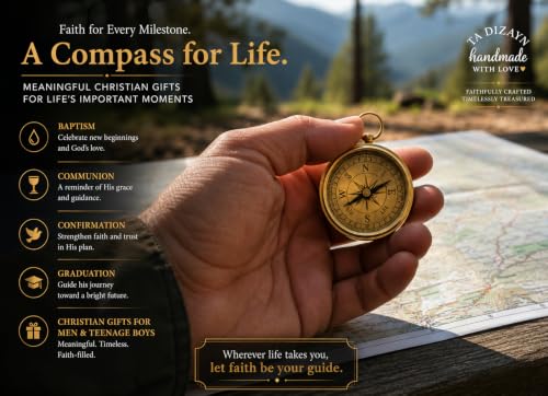 God Is Light Bible Verse Compass - Inspirational Brass Navigation Gift for Men Women Boys Girls Variation of God Is Light-1 John 1:5