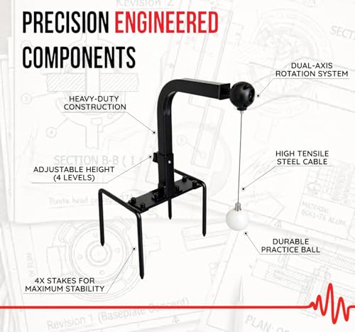 Golf Swing Trainer with Ground Stake, Adjustable Height Practice Aid for Outdoor Golf