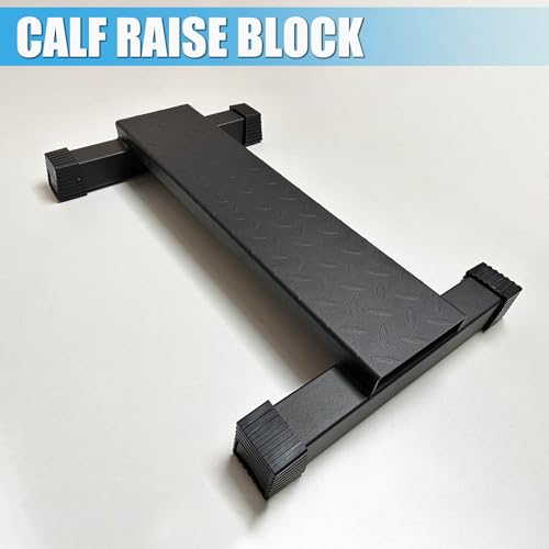BLUSLM Black Steel Calf Raise Bar for Standing Stretching & Squats, Anti-Slip Platform
