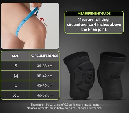 RDX Black Large Knee Pads for Work & Sports Anti-Slip Padded Foam
