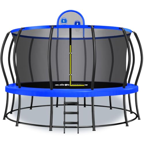 Zupapa 14FT Sky Blue Trampoline with Safety Enclosure & Ladder - 1800LBS Capacity