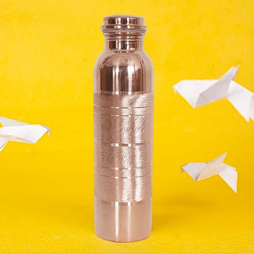 Copper Water Bottle 34 Oz Leak Proof with Pitambari Powder - Pure Copper Bottle