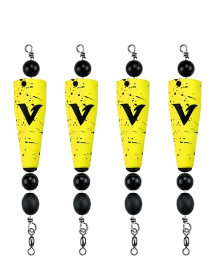 3-Inch Yellow with Black Splatter Pre-Rigged Saltwater Popping Cork with Steel Wire Leader - Rattling Beads for Redfish Trout Snook