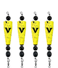 3-Inch Yellow with Black Splatter Pre-Rigged Saltwater Popping Cork with Steel Wire Leader - Rattling Beads for Redfish Trout Snook