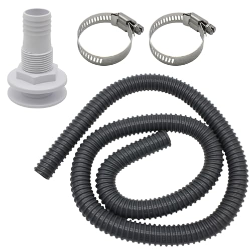 Bilge Pump PVC Hose 3/4 Inch - 6 Ft Flexible Kink-Free with Stainless Steel Clamps & Thru Hull Fitting - Variation of Bilge Pump Hose 3/4 Inch