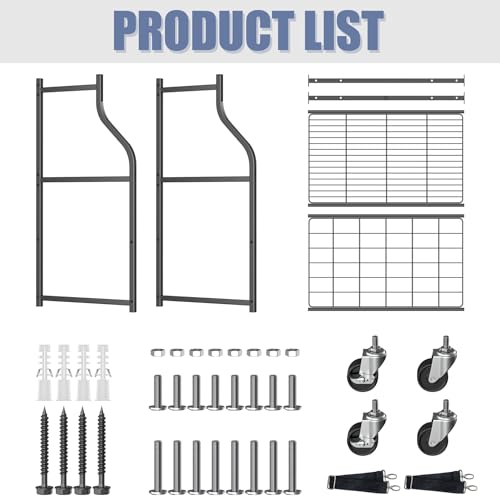 WALMANN Wall-Mounted Golf Bag Organizer with Rolling Storage Rack, Steel Frame