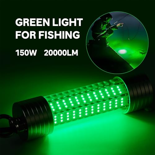 CexnVerny 150W 20000LM Underwater Green Fishing Light for Docks, Boats & Kayaks