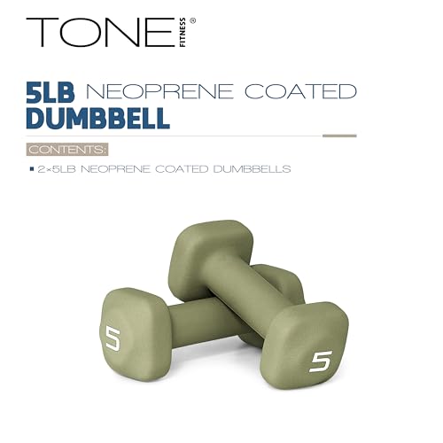 Neoprene Dumbbell Pair with Anti-Roll Square Head - Green 10 lb - Tone Fitness