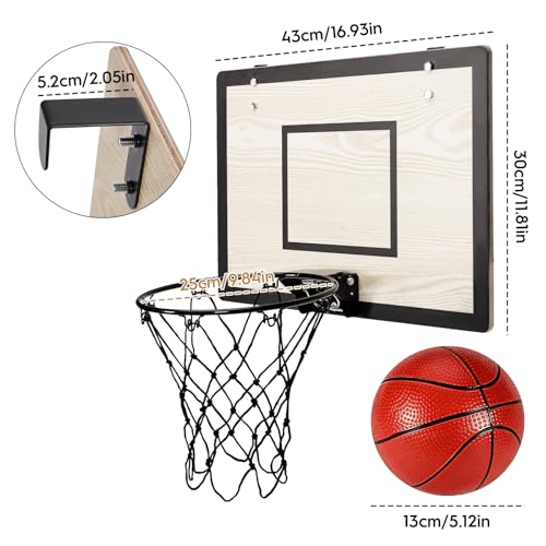 Mini Basketball Hoop for Kids and Adults - White Over The Door Indoor Set with 4 Balls & Pump