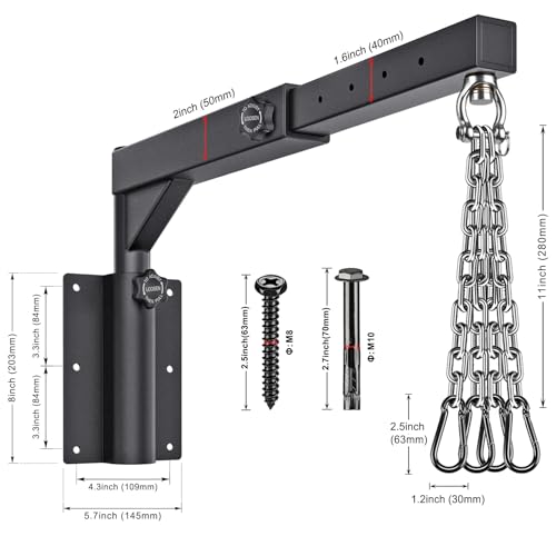 Heavy Duty Wall Mount Punching Bag Hanger with 4 Chains - Supports 800 lbs