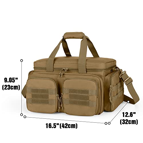 Khaki Gun Range Bag for 5 Handguns with Multiple Pockets & Molle Webbing