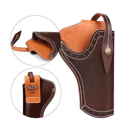 Leather Gun Holster Belt 1911 Pistol Holder with Adjustable Retention Strap