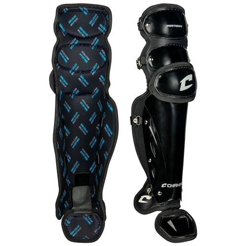 CHAMPRO Umpire Leg Guards 17 Inch Black Protective Baseball Equipment