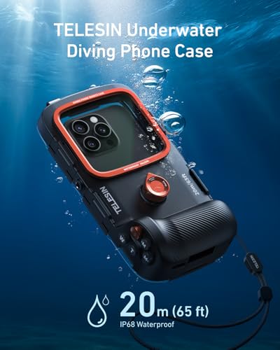 TELESIN 20M/65ft Underwater Phone Case for Snorkeling & Diving Waterproof Housing
