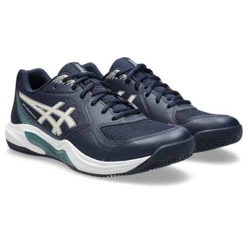 ASICS Men's Gel-Dedicate 9 Clay Tennis Shoes 9.5 White/Vintage Khaki, Midnight/Oatmeal