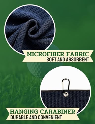 Golf Towel with Carabiner for Men & Golf Lovers - 16x24 Microfiber Cleaning & Absorbent Gift