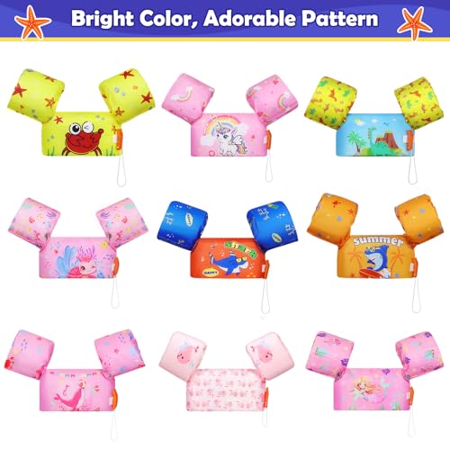 Kids Swim Arm Floaties for 20-50 Lbs - Yellow Crab Water Wings, Toddler Safety Vest