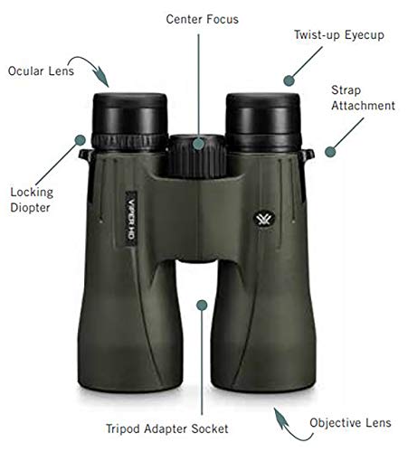 Vortex Viper HD Roof Prism Binoculars 10x42 - Green, Waterproof, Compact