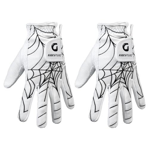 Kids Junior Golf Gloves Left Hand 2-Pack White M (5–7Y) - Children's Premium Youth Golf Gloves for Boys & Girls
