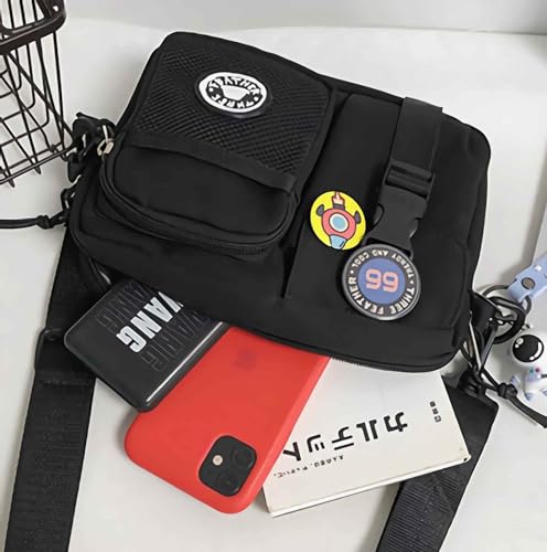 Men's Crossbody Bag Messenger Sling Shoulder Bag with Space Badge