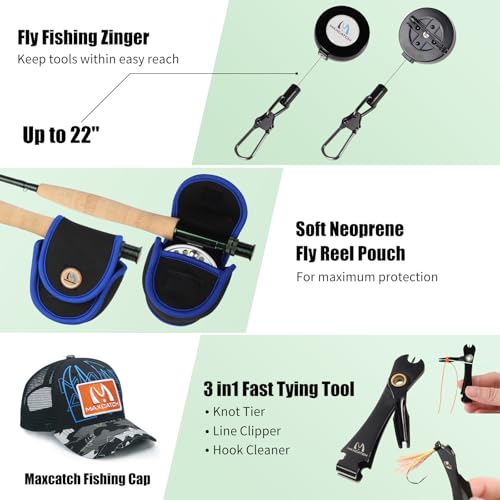 5WT 9' Fly Fishing Combo Kit - 4-Piece Rod & Pre-Spooled Reel, Travel Case