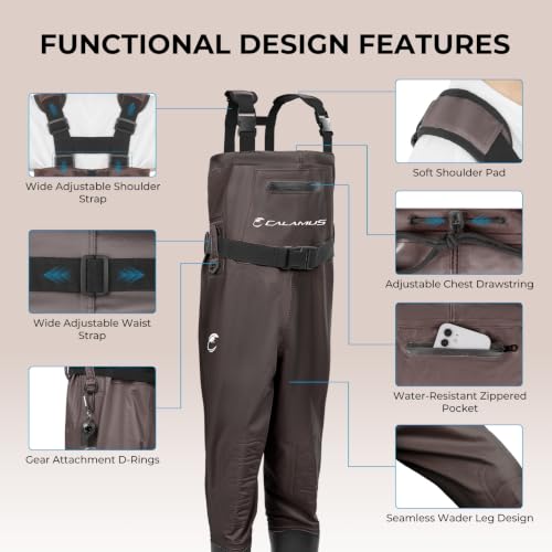 Kids Waterproof Chest Waders with Boots - Brown, Size 6/7 Little Kid