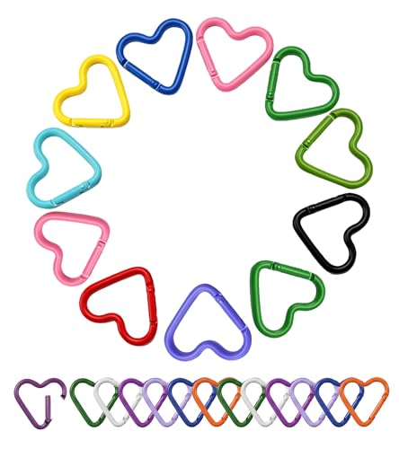 Heart-Shaped Carabiner Clip Bulk 40 Pcs Keychain Snap Spring Hooks