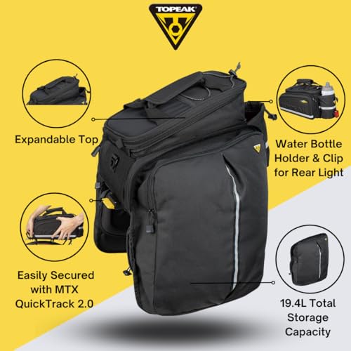 Topeak MTX TrunkBag Panniers - Expandable Rear Bicycle Storage Bag, Easy Mounting, Model MTX 2.0
