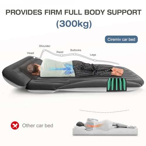 Ciremiv SUV Air Mattress Dark Coffee with Pump - Double Side Flocked Car Bed