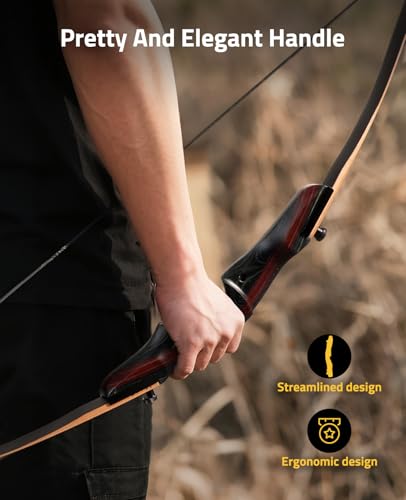 CVLIFE 62-Inch Recurve Bow Set with 40lb Draw Weight, Wooden Takedown Hunting Bow for Adults & Beginners