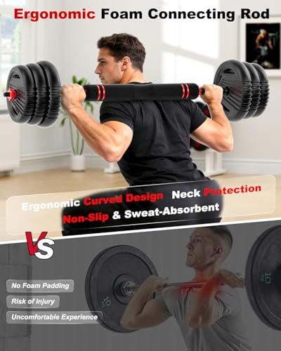 UNNMIIY Adjustable 45LB Dumbbell Set with Multi-Function Weights & Barbell, Kettlebell, Push-up Stand