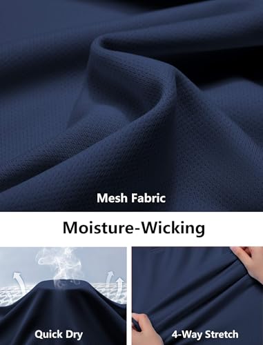 Men's Golf Polo Shirt Short Sleeve Quick Dry Moisture Wicking Performance Collared Navy XL