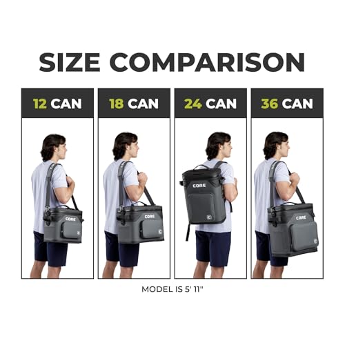 Shadow Gray 24-Can Insulated Cooler with Magnetic Sealing Lid & Adjustable Strap