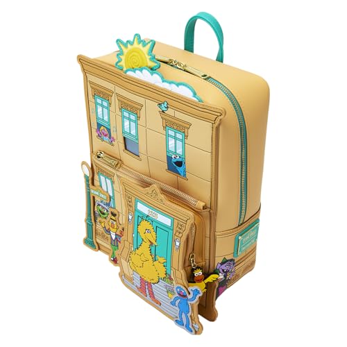 Loungefly Sesame Street Mini Backpack with Adjustable Straps, Vegan Leather