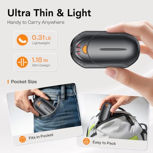 Rechargeable Hand Warmers Black 2 Pack with 20H Heat, Adjustable & Portable