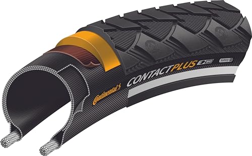 Continental Contact Plus 700x35c Bicycle Tire - Clincher, Black/Reflex, SafetyPlus Breaker