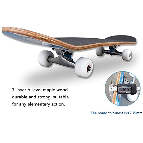 All Black 31'' Maple Complete Skateboard for Beginners Kids & Adults