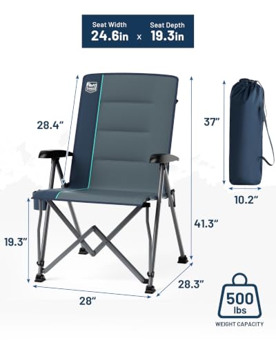 Heavy Duty Camping Recliner Chair 500lbs Support Folding Outdoor Chair
