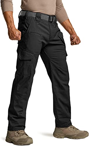 CQR Men's Black Flex Ripstop Tactical Cargo Pants 38W x 36L Water-Resistant