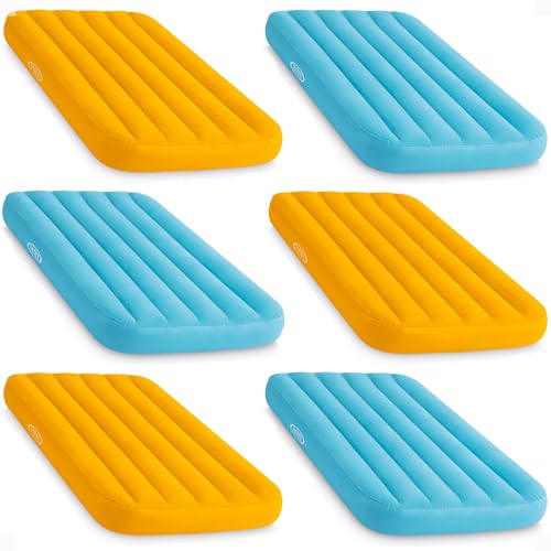 Kids Inflatable Airbed Pack of 6 - Cozy Fiber-Tech Sleeping Mats with Carry Bag