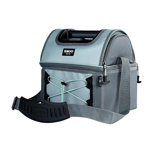 Igloo Soft Sided Cooler Bag - Insulated Dual Compartment Lunch Cooler - Grey