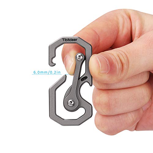 Tibitdeer Grey Titanium Keychain with Carabiner and Bottle Opener - Heavy Duty Multi-Function Key Organizer
