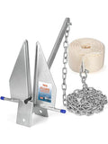 8 LB Fluke Anchor Kit for 12-22 FT Boats with Rope, Chain & Shackles - Marine-Grade