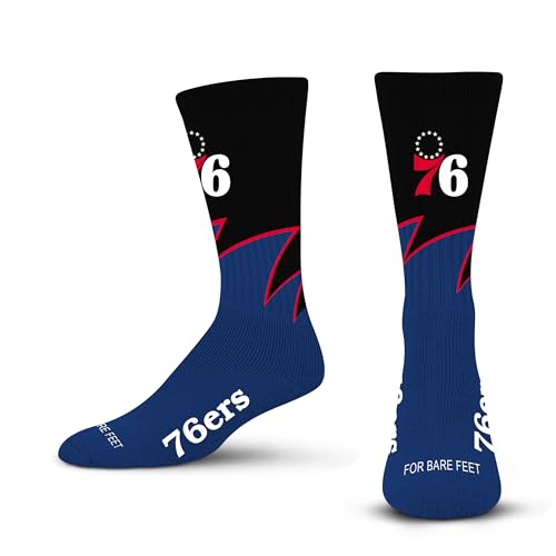 NBA Crew Socks - Philadelphia 76ers Black Wave Large Unisex Sports Team Fanwear