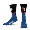 NBA Crew Socks - Philadelphia 76ers Black Wave Large Unisex Sports Team Fanwear